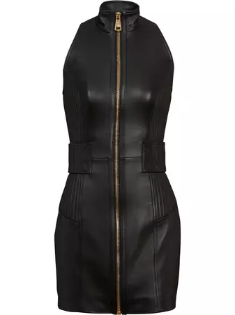 Balmain zip-up Leather Mini Dress - Farfetch