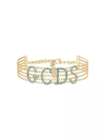 Gcds crystal embellished logo necklace