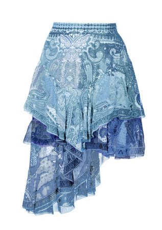 blue paisley mini skirt