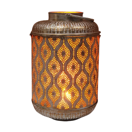 Oriental lantern Suraya large in shabby white gold Ramadan home decoration Ramadan Eid lantern Moroccan candle holder with handle IRL5030