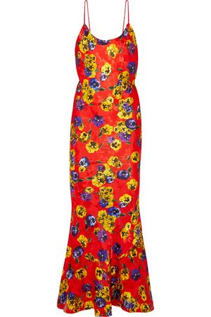 Attico | Floral-print satin-jacquard maxi dress | NET-A-PORTER.COM