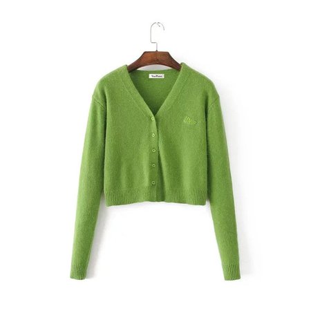 green cropped unif cardigan