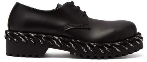Rope Stitched Leather Shoes - Womens - Black