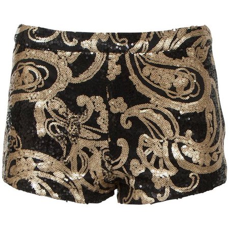 Parisian Black and Gold Baroque Sequin Hotpants