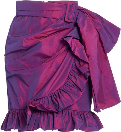 Costarellos Dulcina Ruffled Taffeta Mini Wrap Skirt