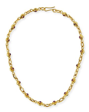 Jean Mahie 17" 22K Gold Ruby & Sapphire Necklace