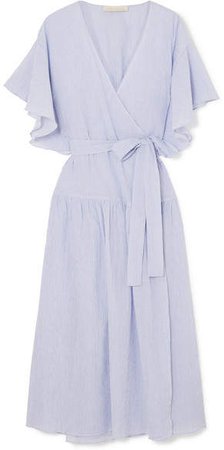 Lolita Cotton-gauze Wrap Dress - Blue