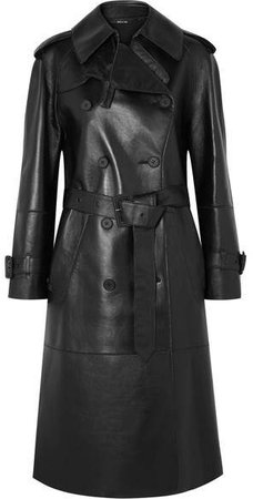 Leather Trench Coat - Black