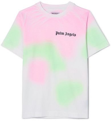 Palm Angels Tie-dyed Cotton-jersey T-shirt - White