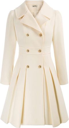 Amazon.com: GRACE KARIN Long Trench Coat for Women Lapel Double-Breasted A Line Jacket White 2XL : Clothing, Shoes & Jewelry