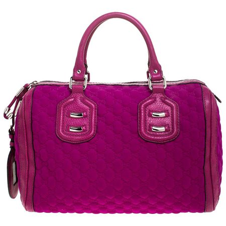 Gucci Magenta GG Neoprene Techno Tag Bowler Bag For Sale at 1stdibs