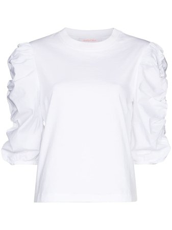 See By Chloé ruched-sleeve crew-neck T-shirt - Farfetch