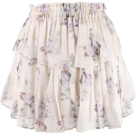 Love Shack Fancy tiered silk mini skirt