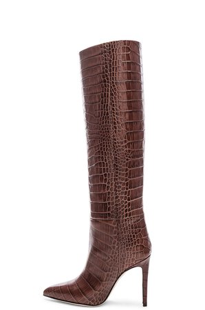 Paris Texas Stiletto Knee High Boot in Brown Croc | FWRD
