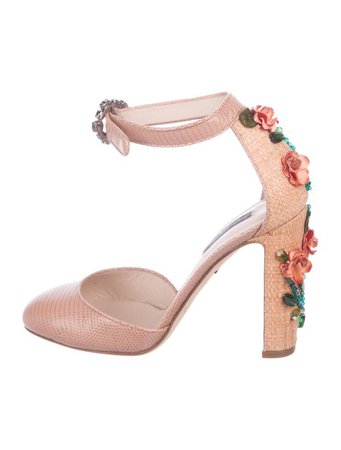 Dolce & Gabbana Floral Appliqué Mary Jane Pumps - Shoes - DAG139656 | The RealReal
