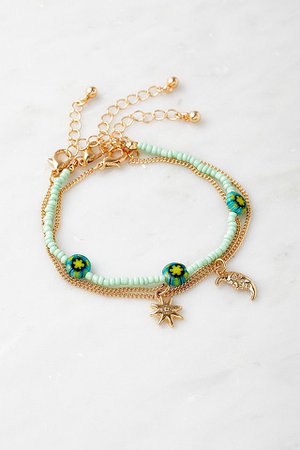 Gold-Tone & Beads Bracelet 3-Pack | Urban Outfitters UK