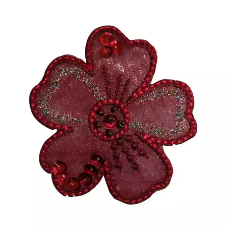 ID 6706 Sequin Red Blossom Patch Flower Plant Bead Embroidered - Etsy Australia