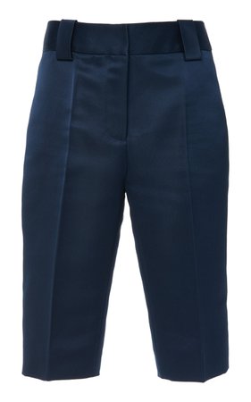 Prada Pleated Silk-Satin Bermuda Shorts