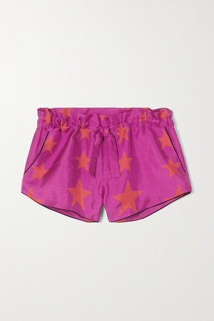 AZ Factory - Pijama You're A Star Printed Silk-twill Shorts - Pink