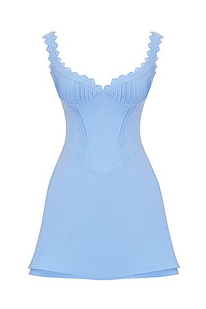 Clothing : Mini Dresses : 'Tilly' 'Tilly' Blue Pin Tuck Mini Dress