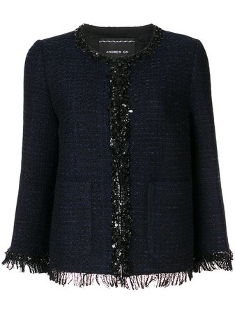 Andrew Gn Sequin Trimmed Tweed Jacket | Farfetch.com