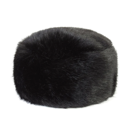 black faux fur hat by Helen Moore
