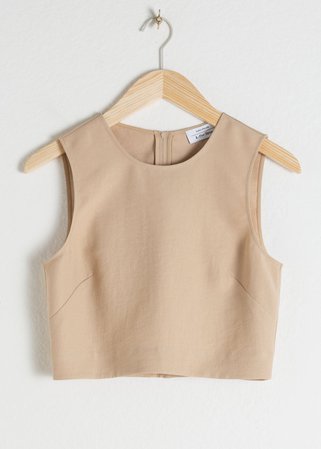 Cropped Lyocell Tank Top - Beige - Tanktops & Camisoles - & Other Stories