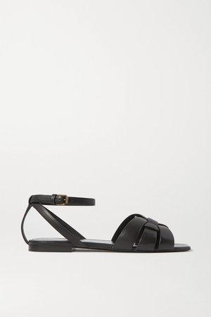 Black Nu Pieds woven leather sandals | SAINT LAURENT | NET-A-PORTER