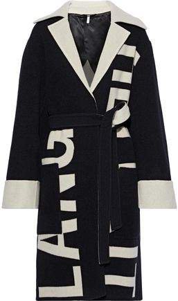Belted Wool-jacquard Coat
