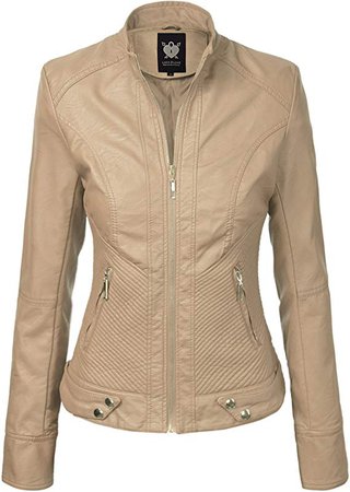 Lock and Love Women's Quilted Faux Leather Moto Biker Jacket at Amazon Women's Coats Shop