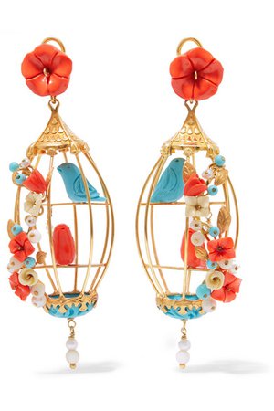Of Rare Origin | Lovebirds gold vermeil multi-stone earrings | NET-A-PORTER.COM