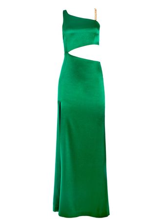 Karoline Chain Shoulder Cutout Gown In Emerald | Alice And Olivia