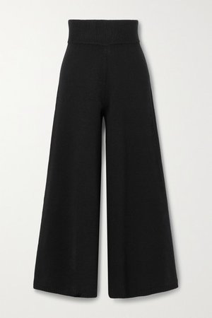 Rachelle Cashmere Wide-leg Pants - Black