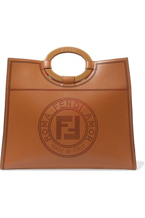 Fendi | Runaway medium perforated leather tote | NET-A-PORTER.COM