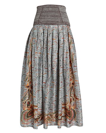 Ulla Johnson Lena Pleated Knit And Taffeta Skirt | INTERMIX®