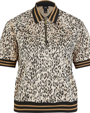 Beige animal print polo shirt | River Island
