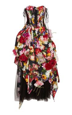 Floral Poplin Tiered Gown by DOLCE & GABBANA