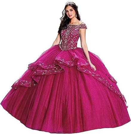 Amazon.com: Ai Maria Women's Off The Shoulder Quinceanera Dresses Crystal Beaded Ball Gown Sweet 16 Party Gown Dress : Clothing, Shoes & Jewelry