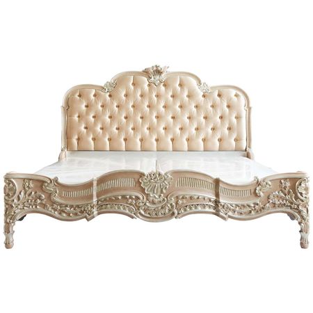 Lit De Marriage Bed, Made in the LXV Style, Finished in Rose and Silver For Sale at 1stDibs