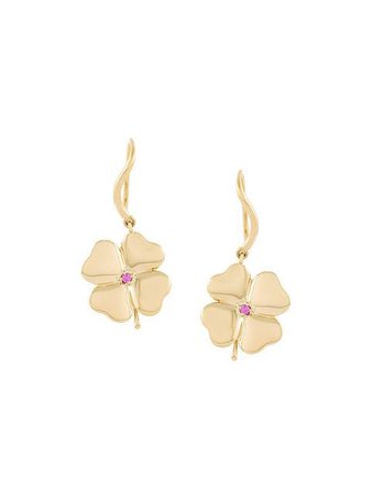 Aurelie Bidermann 18kt gold Clover sapphire earrings
