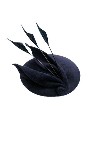 MaggieMowbrayHats Fascinator Hat with Feathers, Felt Headpiece, Womens Hat, Modern Mother of the Bride - Louisa