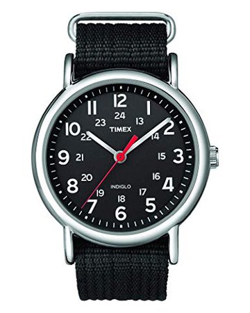 Timex Unisex TWC030800 Weekender Black Nylon Slip-Thru Strap Watch