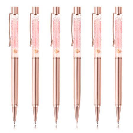 Amazon.com : ZZTX 6 Pcs Rose Gold Ballpoint Pens Metal Pen Bling Dynamic Liquid Shell and Caviar Pen With Refills Black Ink Office Supplies Gift Pens For Christmas Wedding Birthday : Office Products