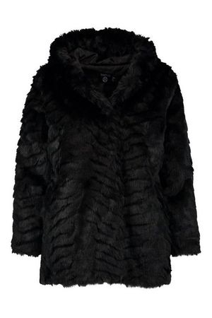 Plus Faux Fur Hooded Longline Coat | Boohoo