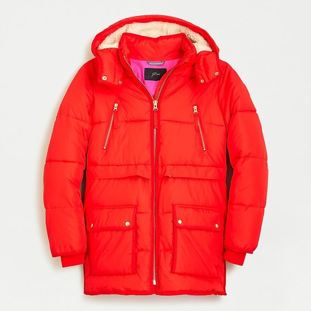J.Crew: Chateau Puffer Jacket With Primaloft® red