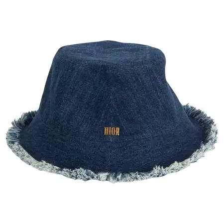 CHRISTIAN DIOR blue 2022 FRAYED DENIM Bucket Hat S/M For Sale at 1stDibs