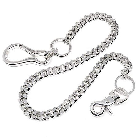 Amazon.com: newtro Heavy Thick Chain with Big Carabiner Biker Key Wallet Chain Trucker Jean Pants Keychains Black Gold Silver 29" SK200 (Silver): Clothing
