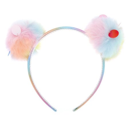 Rainbow Sequin Pastel Pom Headband | Claire's US