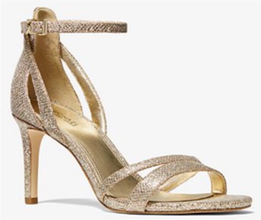Gold glitter mesh heels