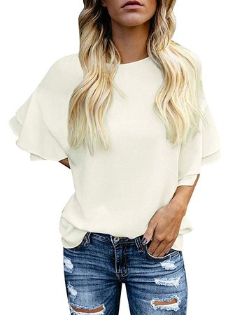 3/4 Tiered Bell Sleeve Blouse